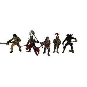 Vintage Figures Medieval Warriors Set of 5‎ Knights Ninja Pirate Papo Safari
